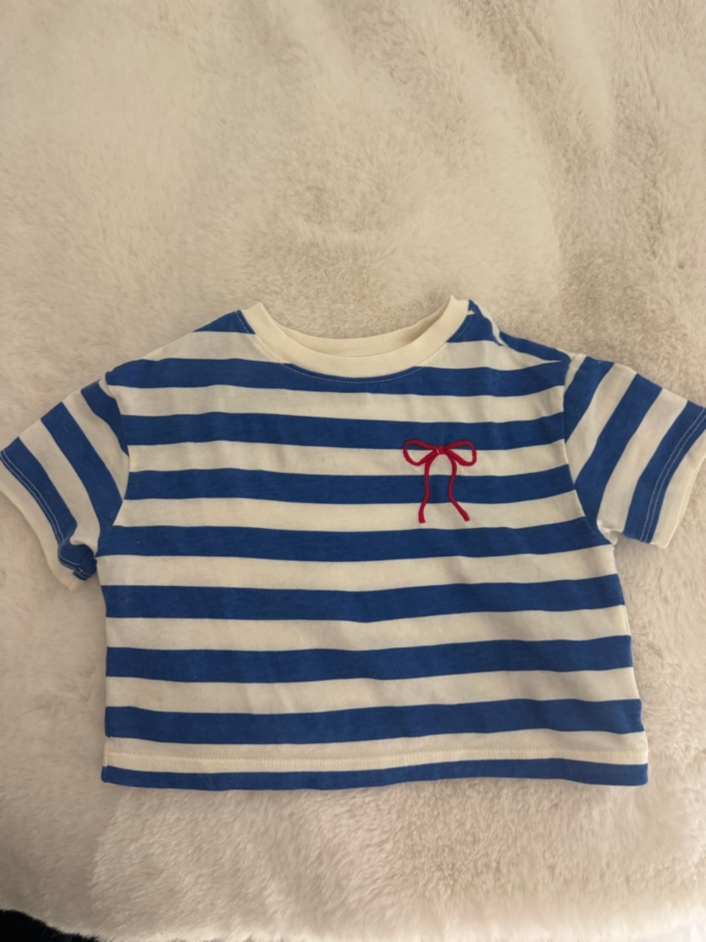 Old Navy Blue and White Striped Tee with Red Bow (never worn)